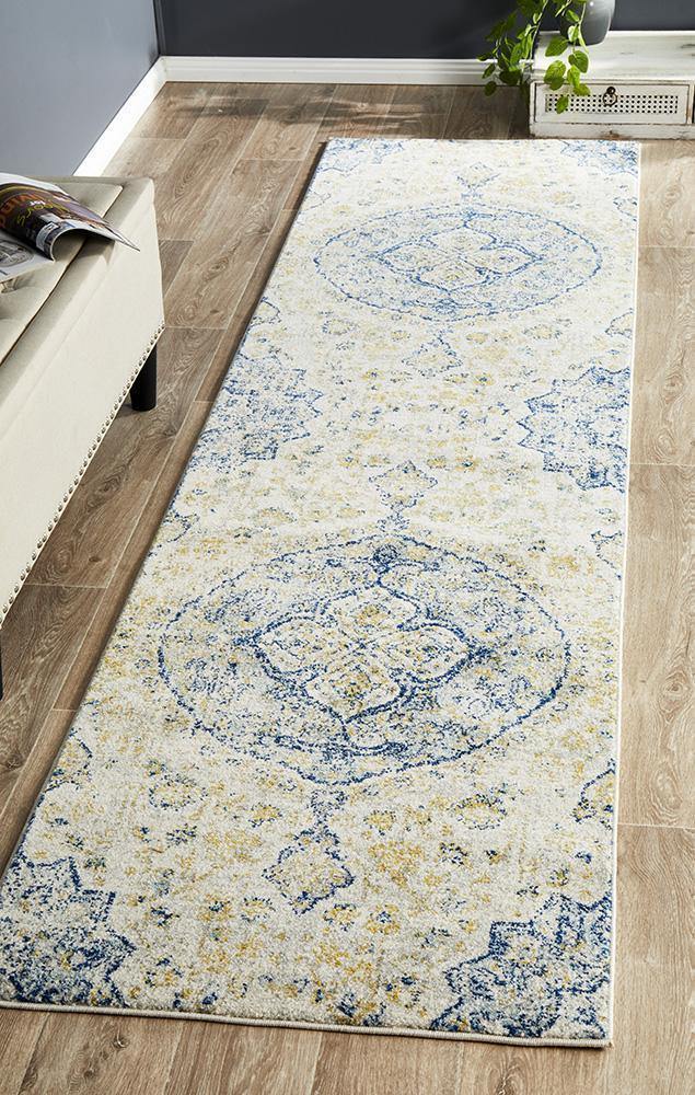 Museum Tyler Sky Blue Runner - Cozy Rugs Australia