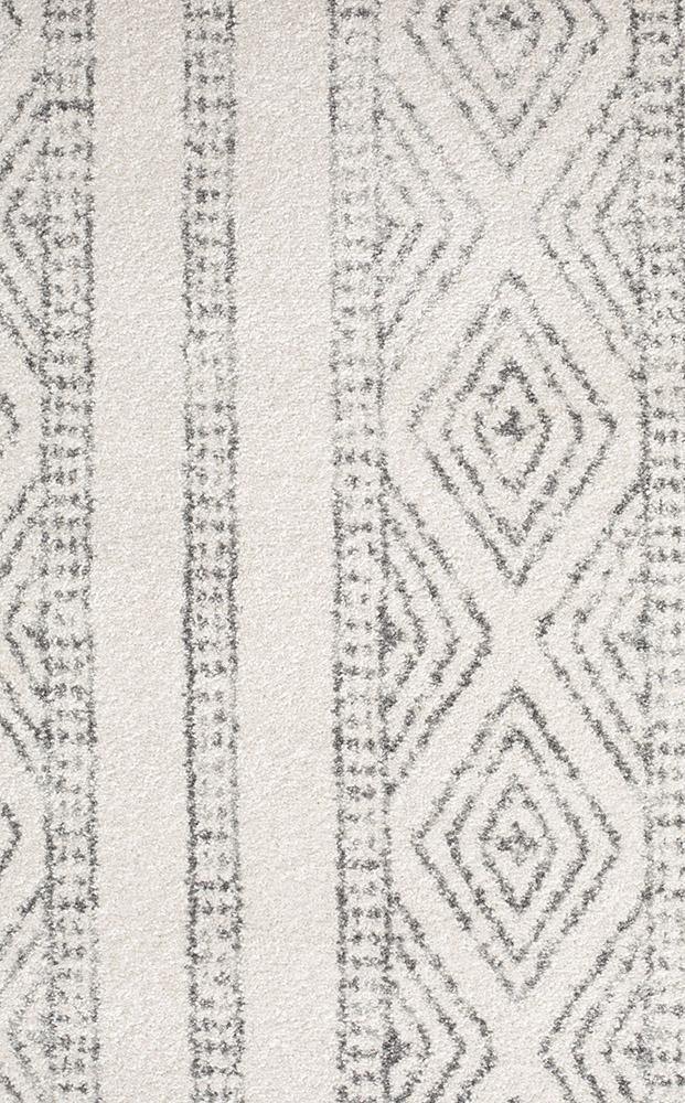 Oasis Salma White And Grey Tribal Round Rug - Cozy Rugs Australia