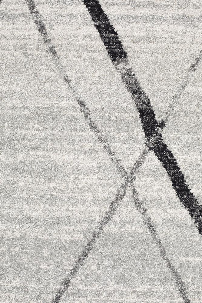 Oasis Noah White Grey Contemporary Rug - Cozy Rugs Australia