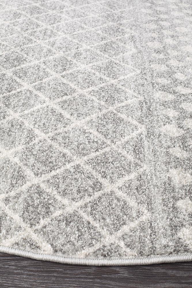 Oasis Nadia Grey Rustic Tribal Round Rug - Cozy Rugs Australia