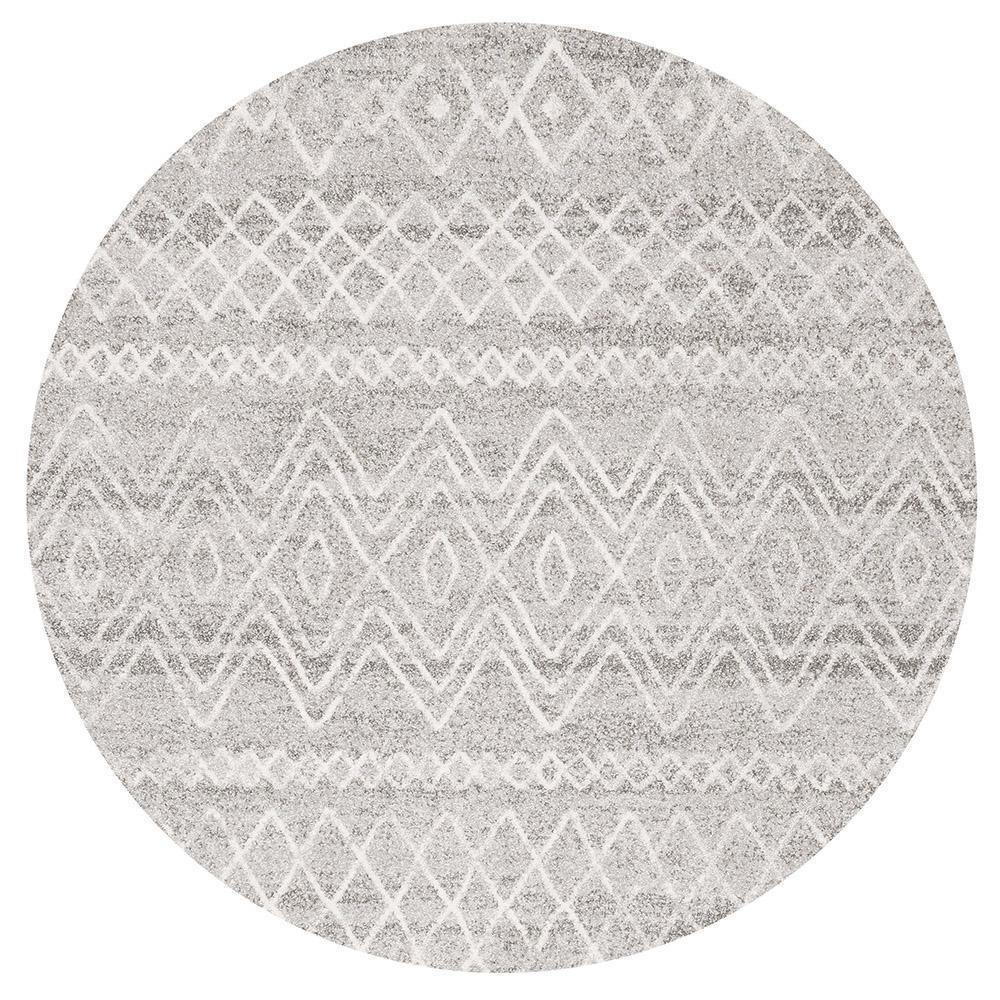 Oasis Nadia Grey Rustic Tribal Round Rug - Cozy Rugs Australia