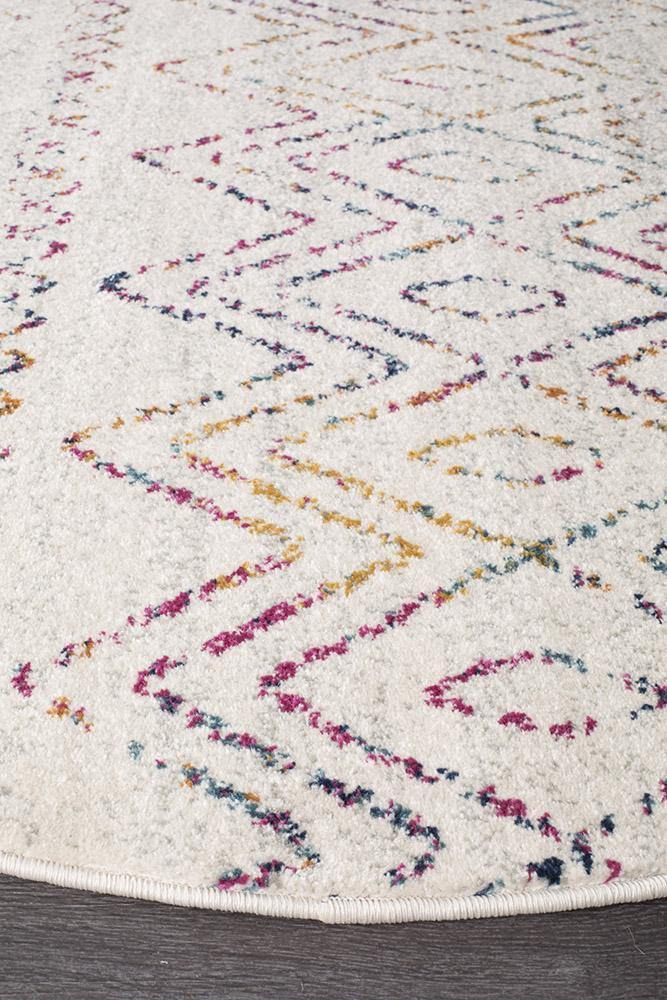 Oasis Nadia Multi Rustic Tribal Round Rug - Cozy Rugs Australia