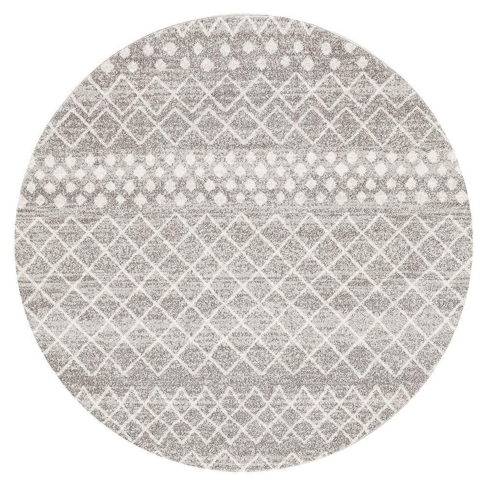 Oasis Selma Silver Tribal Round Rug - Cozy Rugs Australia
