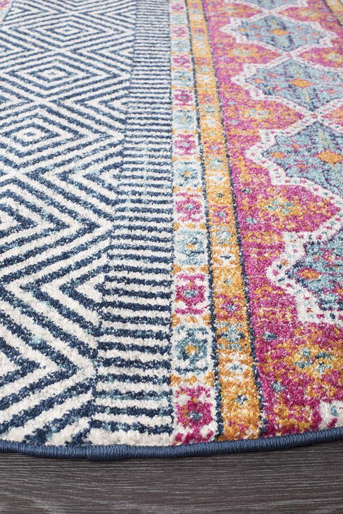 Oasis Sabrina Multi Tribal Round Rug - Cozy Rugs Australia