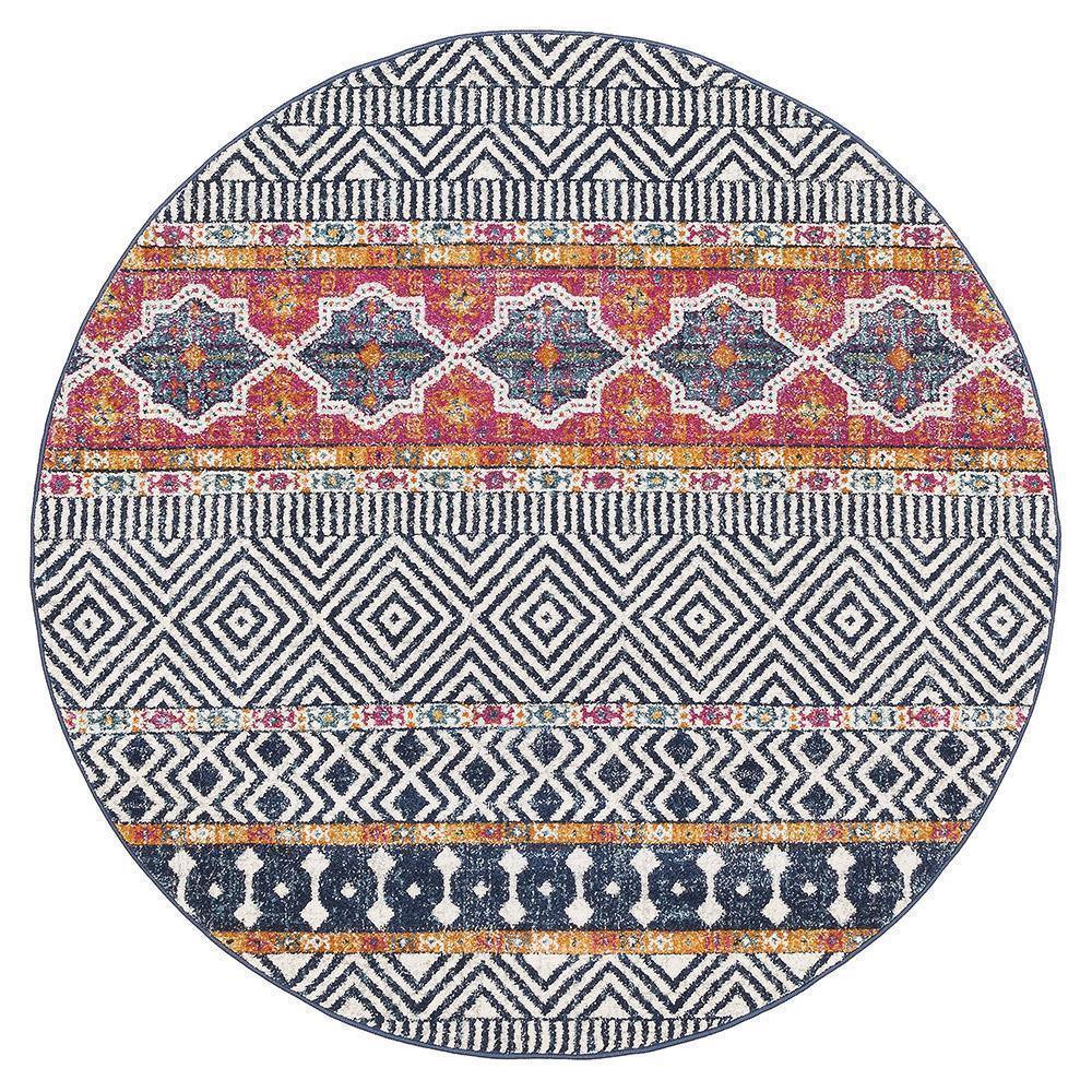Oasis Sabrina Multi Tribal Round Rug - Cozy Rugs Australia