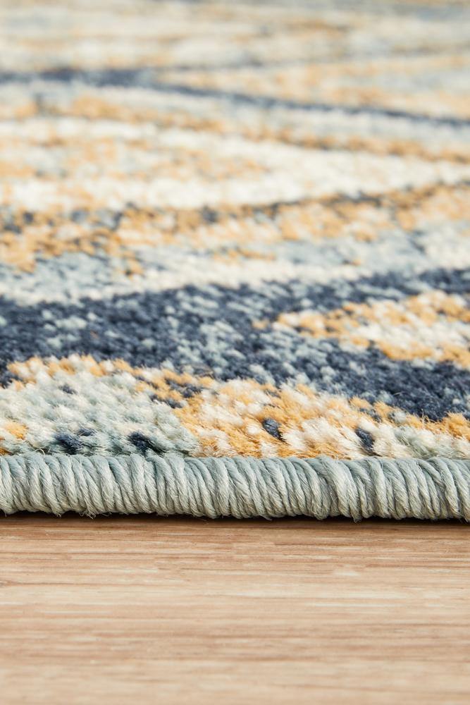 Oxford Mayfair Contrast Blue Runner Rug - Cozy Rugs Australia