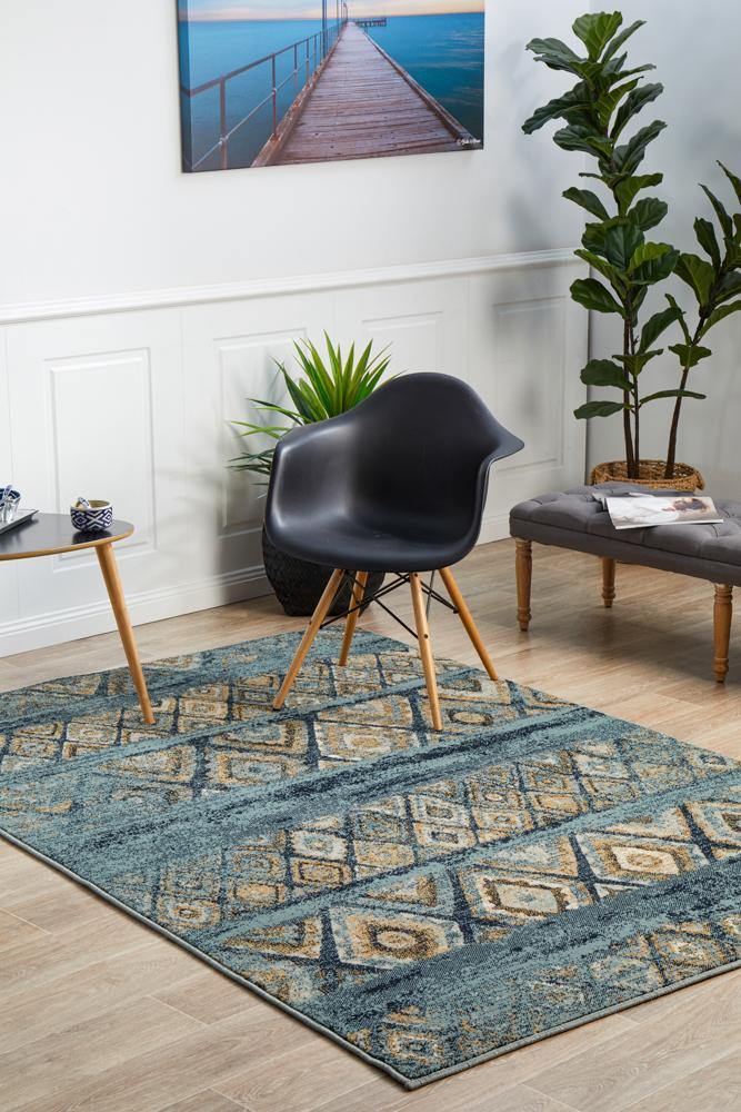 Oxford Mayfair Contrast Blue Rug - Cozy Rugs Australia