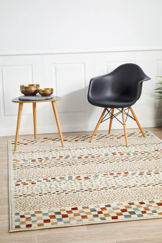 Oxford Mayfair Squares Bone Rug - Cozy Rugs Australia