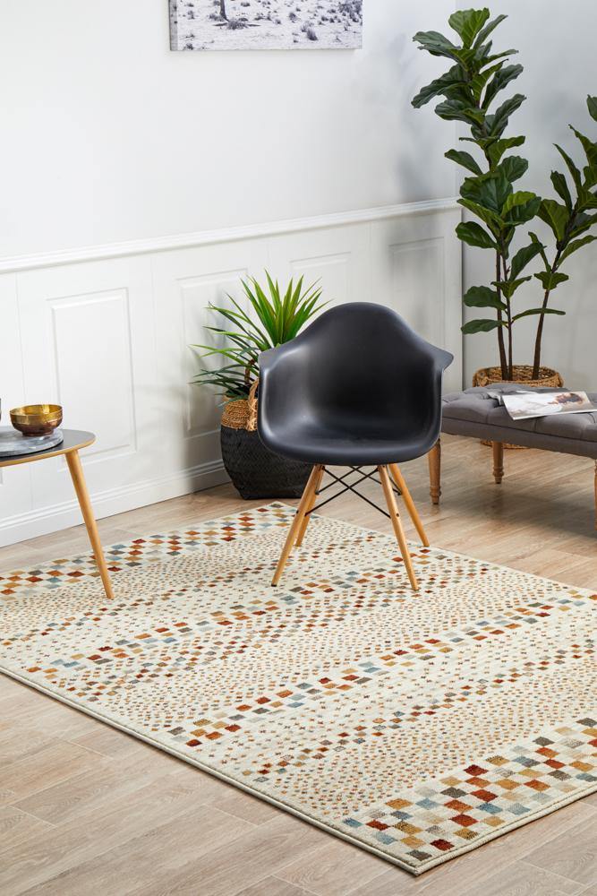 Oxford Mayfair Squares Bone Rug - Cozy Rugs Australia