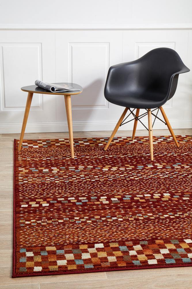 Oxford Mayfair Squares Rust Rug - Cozy Rugs Australia