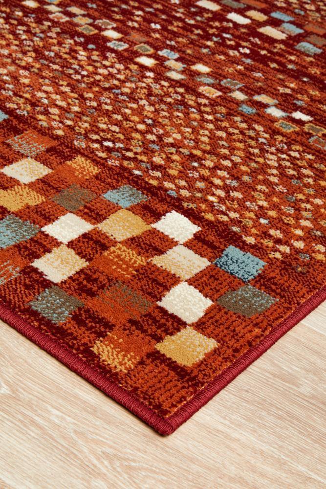 Oxford Mayfair Squares Rust Rug - Cozy Rugs Australia