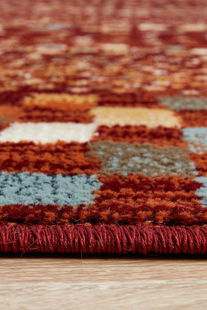 Oxford Mayfair Squares Rust Rug - Cozy Rugs Australia