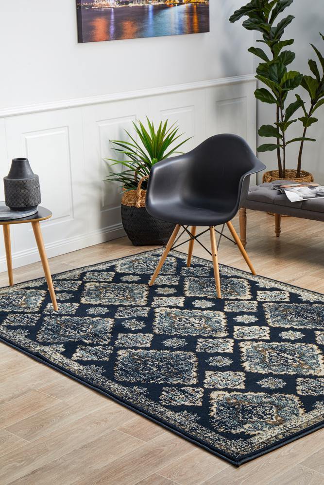 Oxford Mayfair Timeline Navy Rug - Cozy Rugs Australia