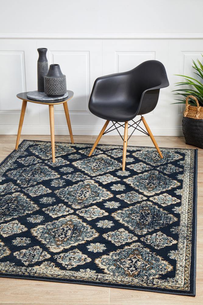 Oxford Mayfair Timeline Navy Rug - Cozy Rugs Australia
