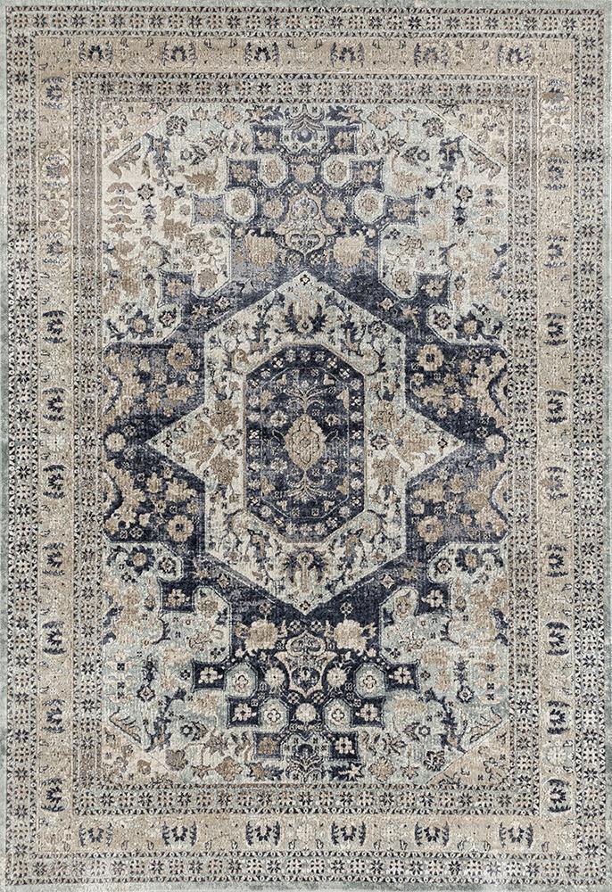 Providence Esquire Brushed Traditional Blue Rug - Cozy Rugs Australia