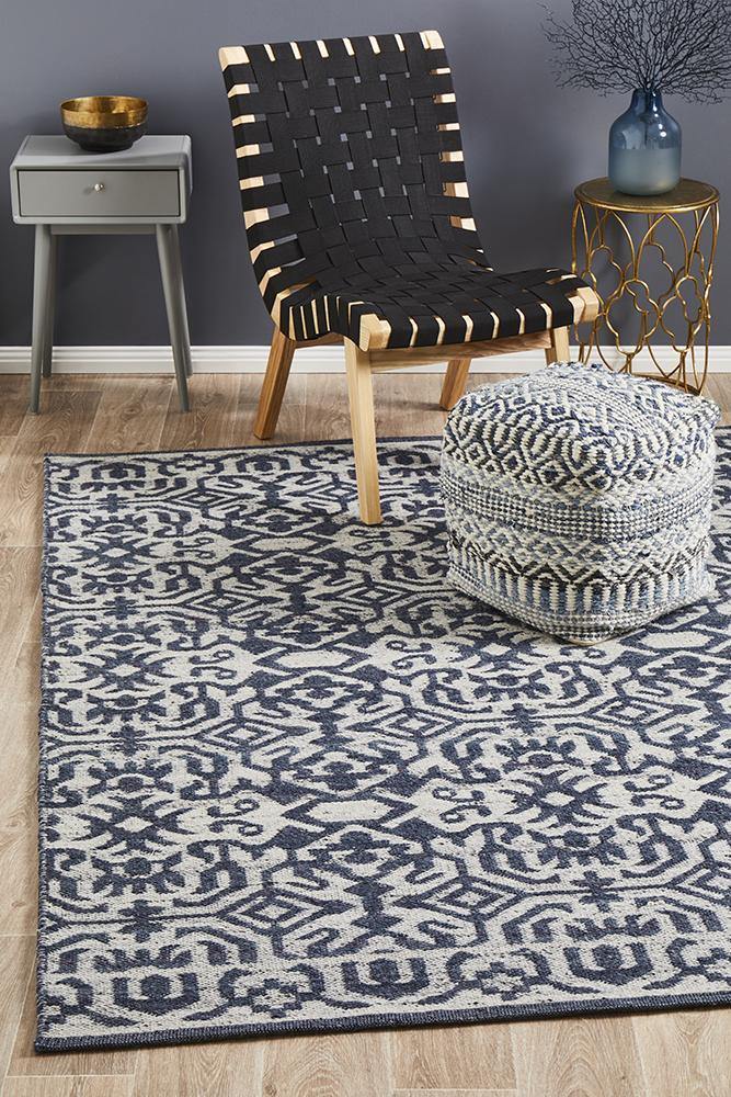 Relic Kian Silver Navy Rug - Cozy Rugs Australia