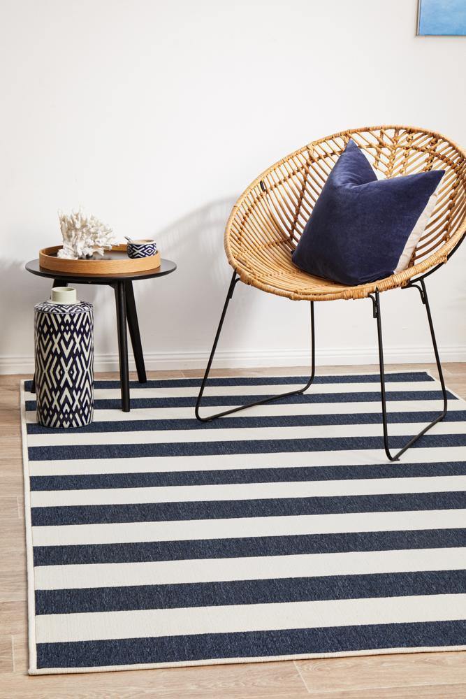 Seaside 4444 Navy White Rug - Cozy Rugs Australia