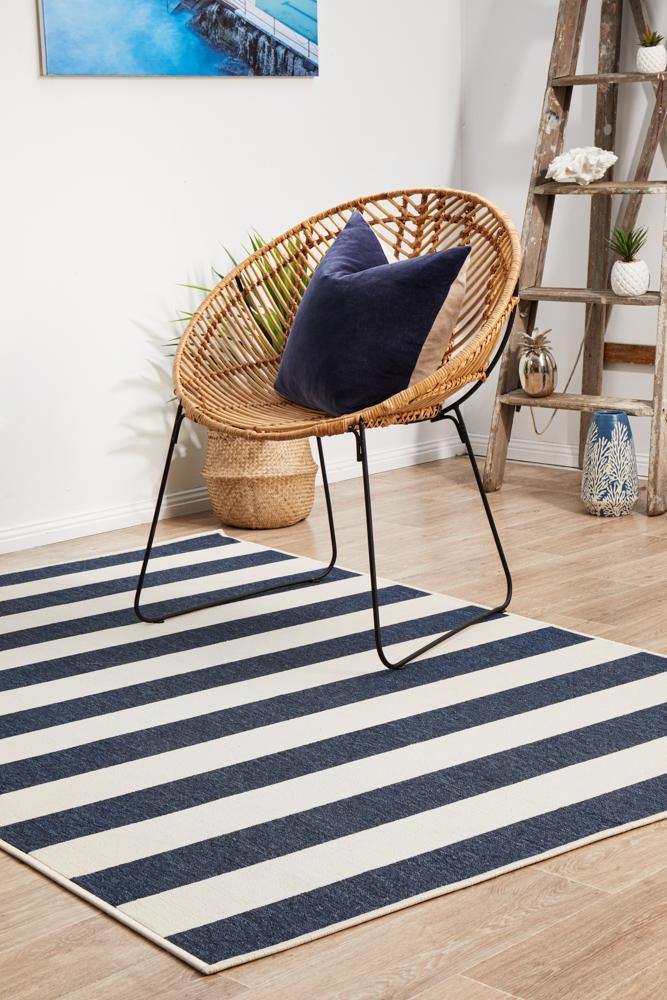 Seaside 4444 Navy White Rug - Cozy Rugs Australia