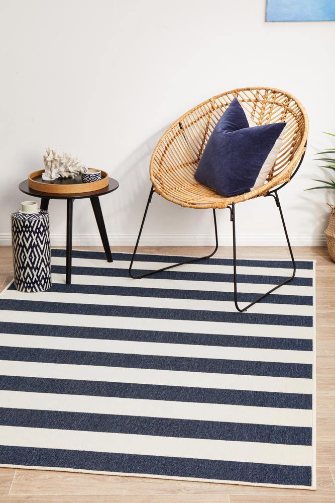 Seaside 4444 Navy White Rug - Cozy Rugs Australia