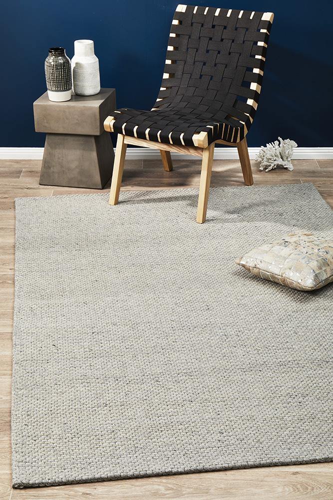 Studio Oskar Felted Wool Striped Rug Grey - Cozy Rugs Australia