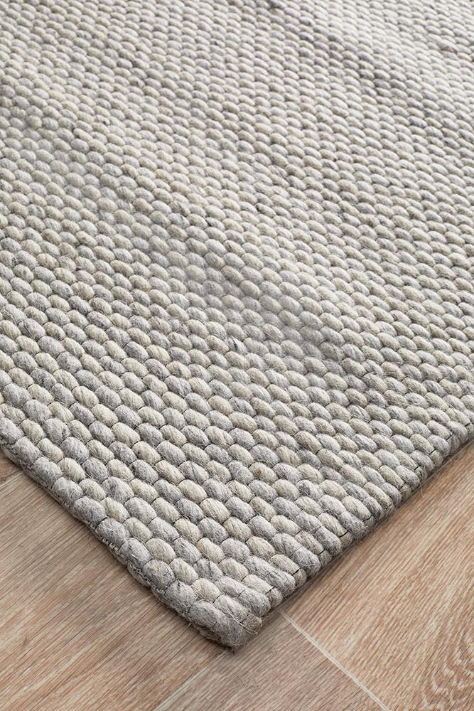 Studio Oskar Felted Wool Striped Rug Grey - Cozy Rugs Australia