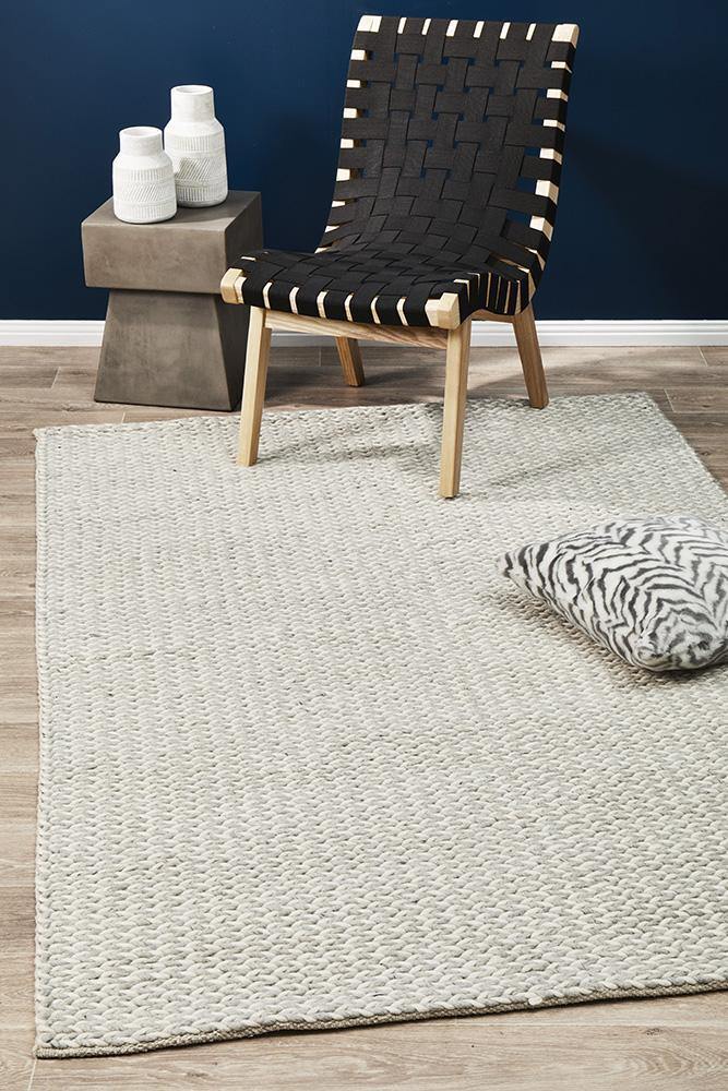 Studio Helena Woven Wool Rug Grey White - Cozy Rugs Australia