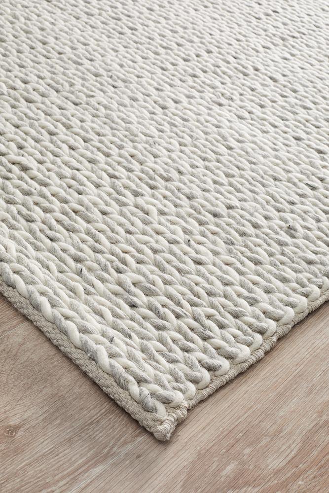 Studio Helena Woven Wool Rug Grey White - Cozy Rugs Australia