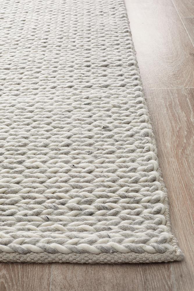 Studio Helena Woven Wool Rug Grey White - Cozy Rugs Australia