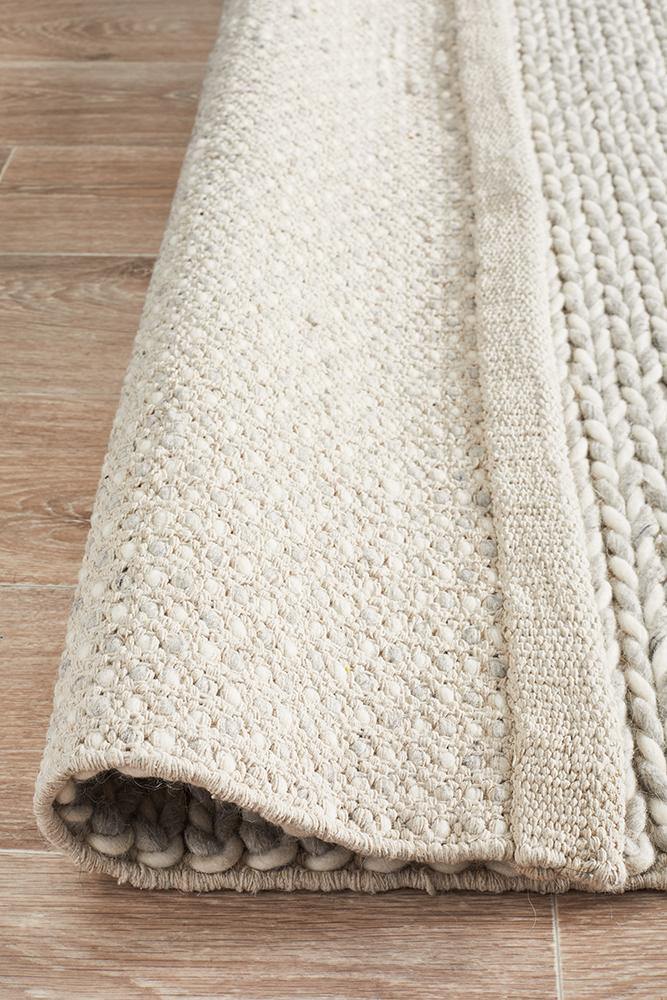 Studio Helena Woven Wool Rug Grey White - Cozy Rugs Australia