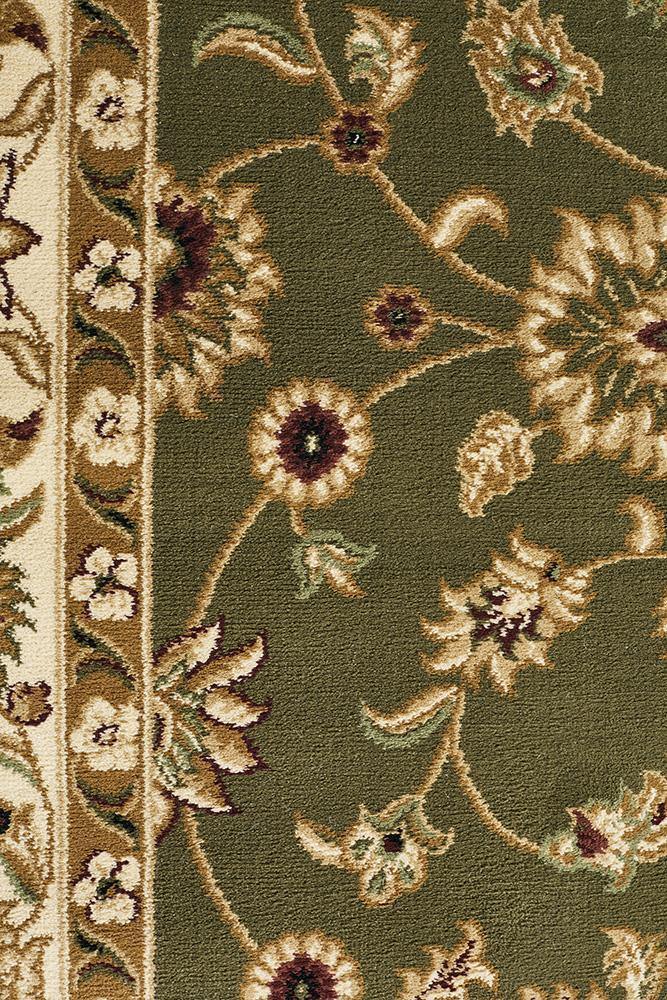 Sydney Collection Classic Rug Green with Ivory Border - Cozy Rugs Australia