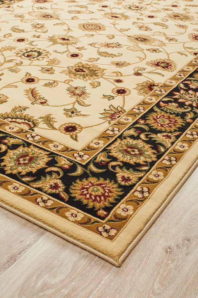 Sydney Collection Classic Rug Ivory with Black Border - Cozy Rugs Australia