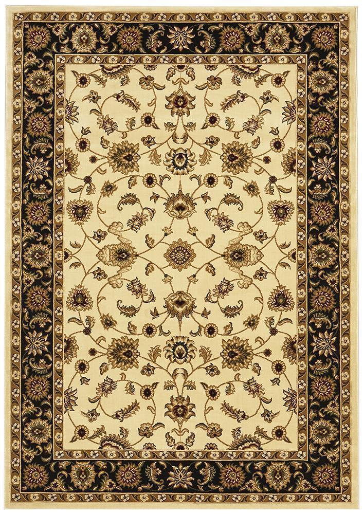 Sydney Collection Classic Rug Ivory with Black Border - Cozy Rugs Australia