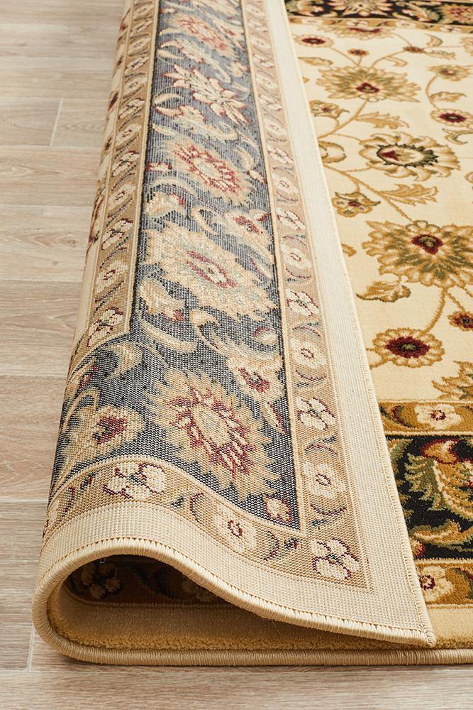 Sydney Collection Classic Rug Ivory with Black Border - Cozy Rugs Australia