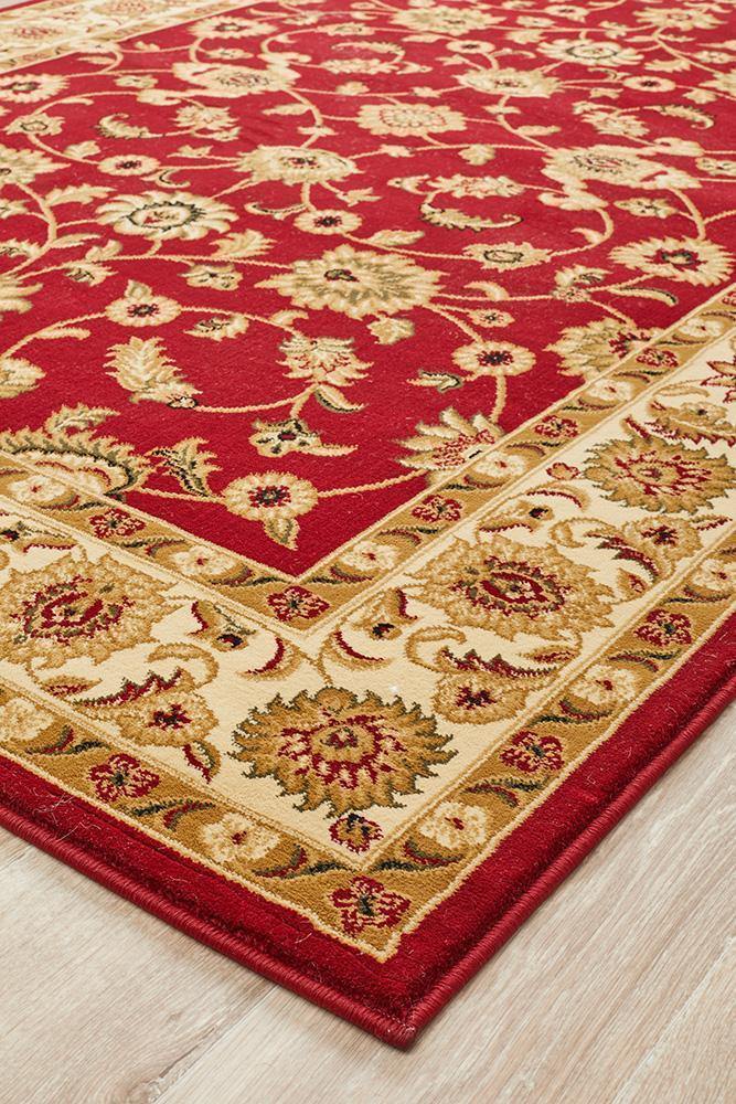 Sydney Collection Classic Rug Red with Ivory Border - Cozy Rugs Australia