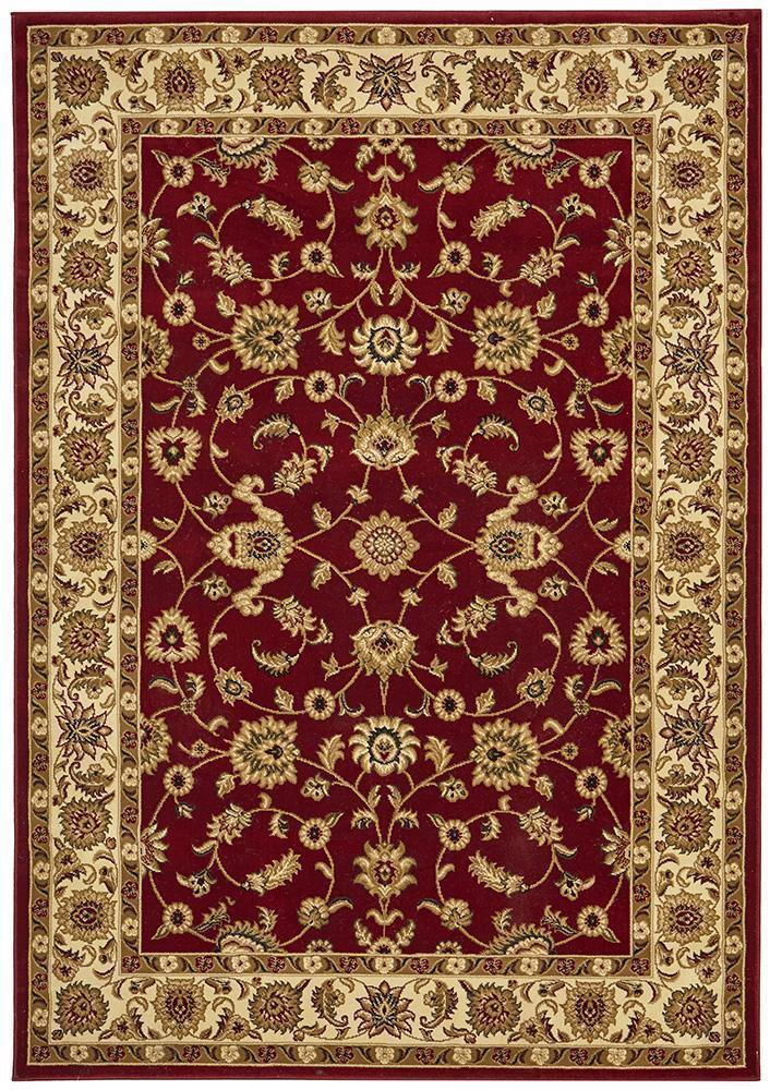 Sydney Collection Classic Rug Red with Ivory Border - Cozy Rugs Australia