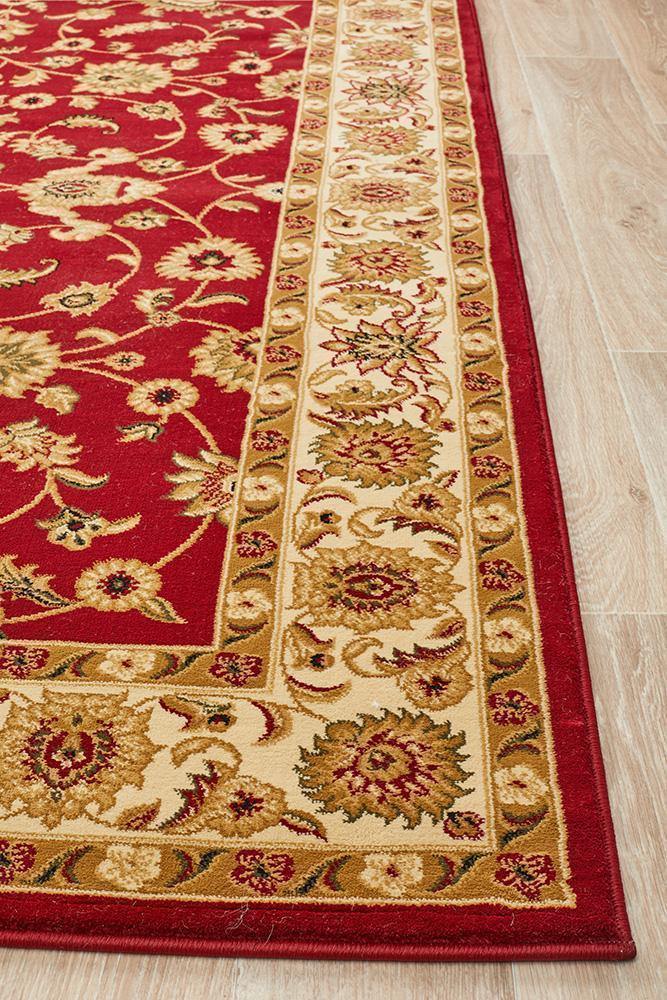 Sydney Collection Classic Rug Red with Ivory Border - Cozy Rugs Australia