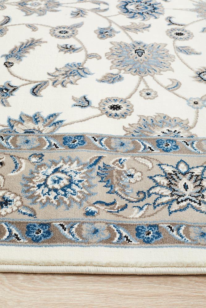 Sydney Collection Classic Rug White with Beige Border - Cozy Rugs Australia