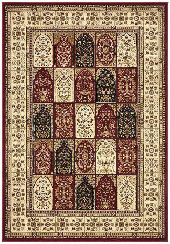 Sydney Collection Traditional Panel Pattern Rug Burgundy - Cozy Rugs Australia
