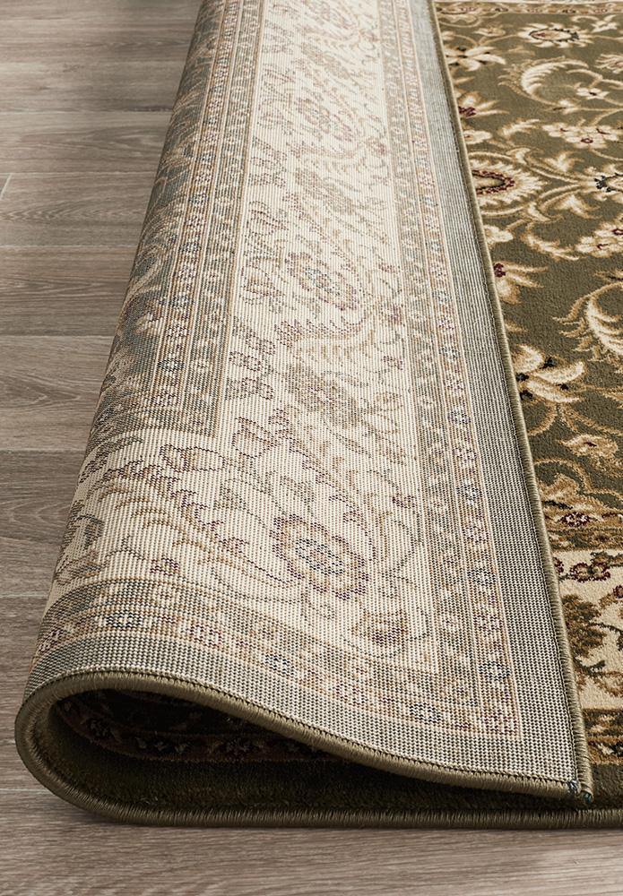 Sydney Collection Medallion Rug Green with Ivory Border - Cozy Rugs Australia