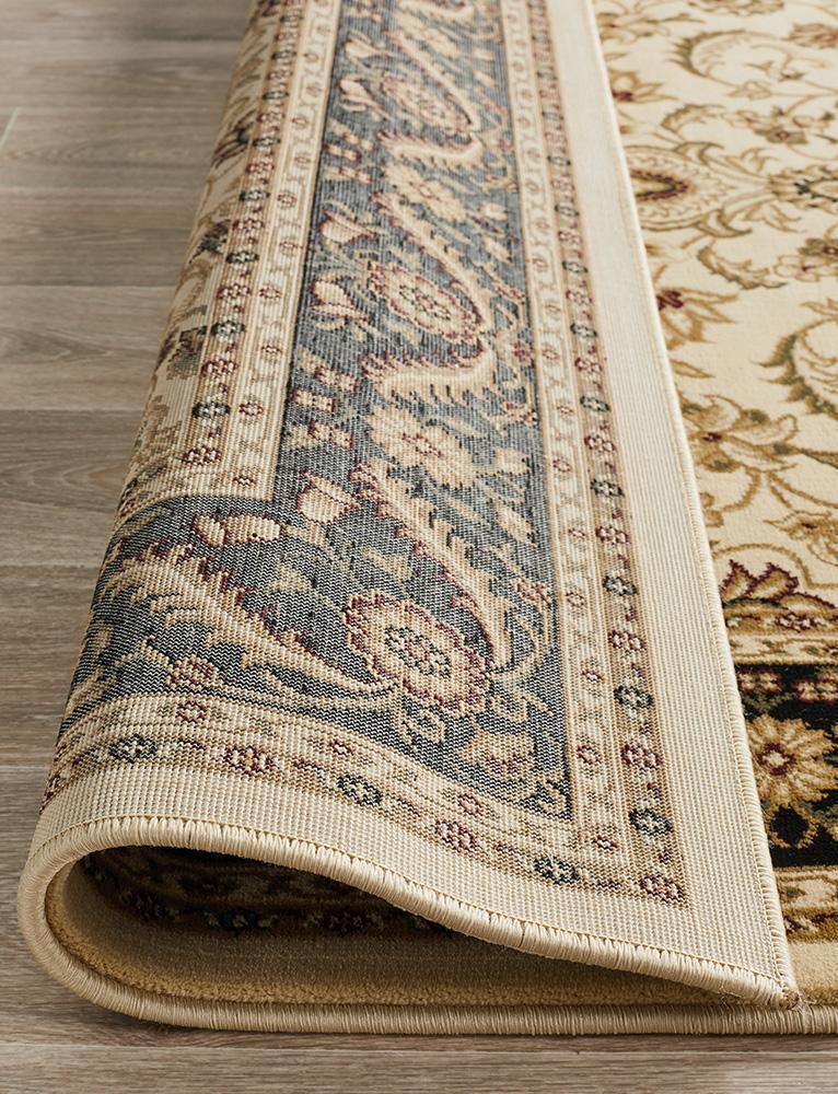 Sydney Collection Medallion Rug Ivory with Black Border - Cozy Rugs Australia