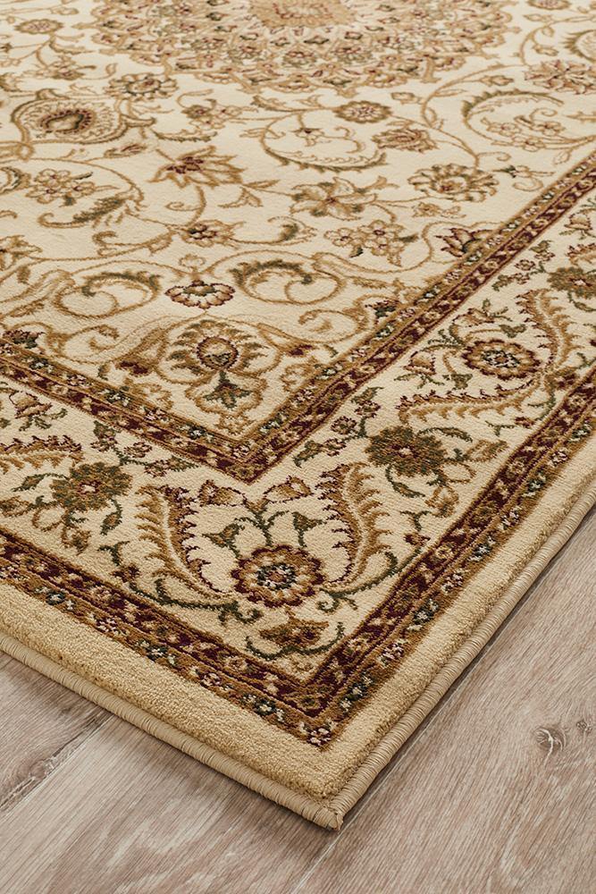Sydney Collection Medallion Rug Ivory with Ivory Border - Cozy Rugs Australia