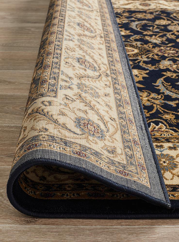 Sydney Collection Medallion Rug Blue with Ivory Border - Cozy Rugs Australia