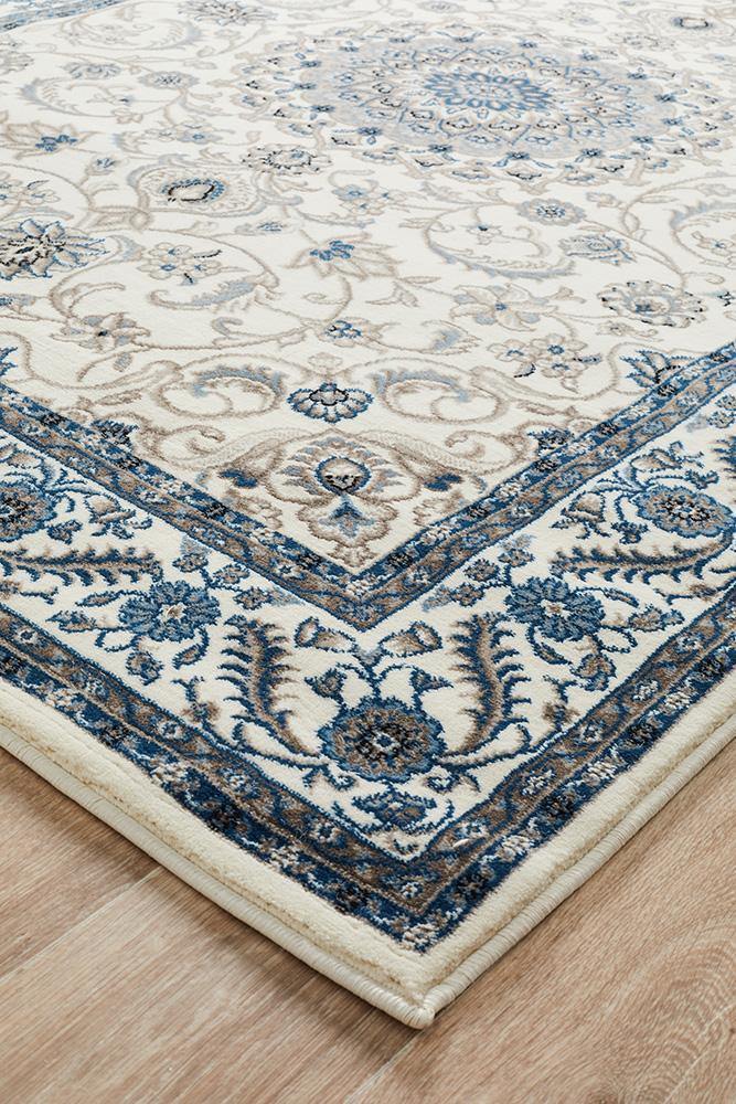 Sydney Collection Medallion Rug White with White Border - Cozy Rugs Australia