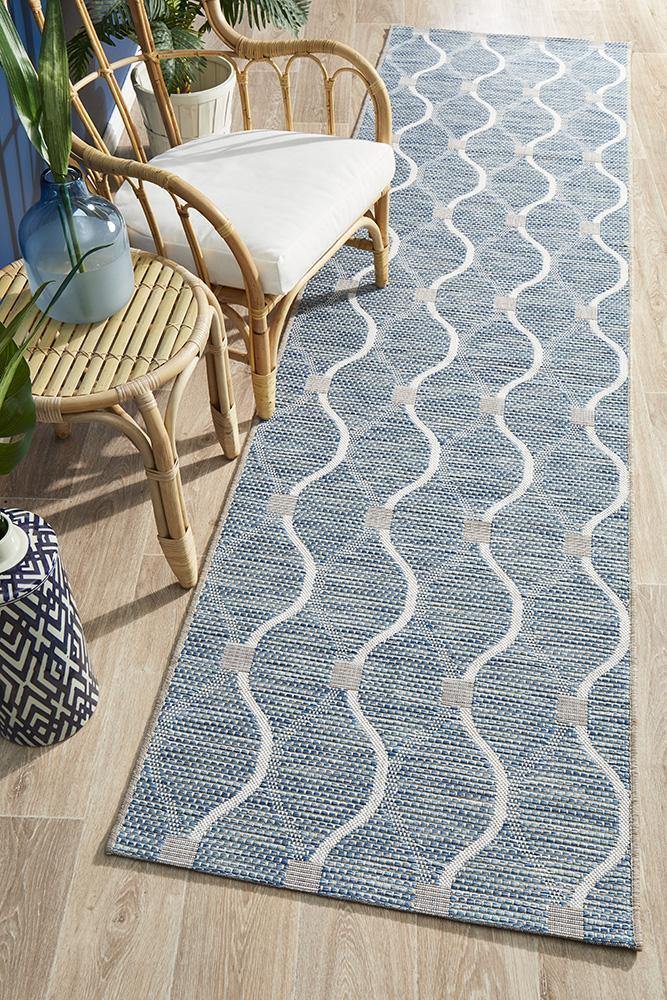 Rug Culture Terrace 5501 Blue Runner Rug - Cozy Rugs Australia