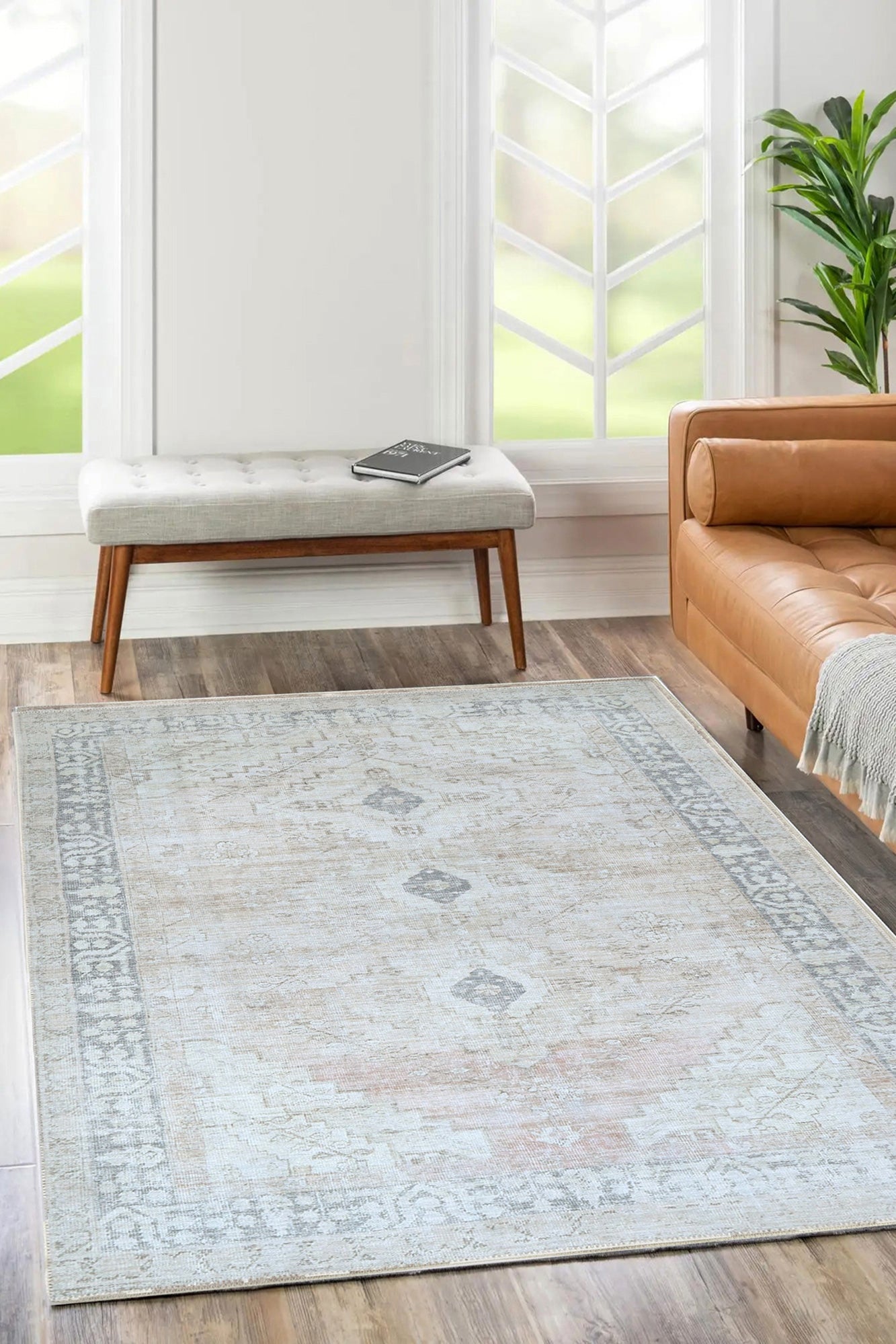 Dusk Beige Blush Area Rug front