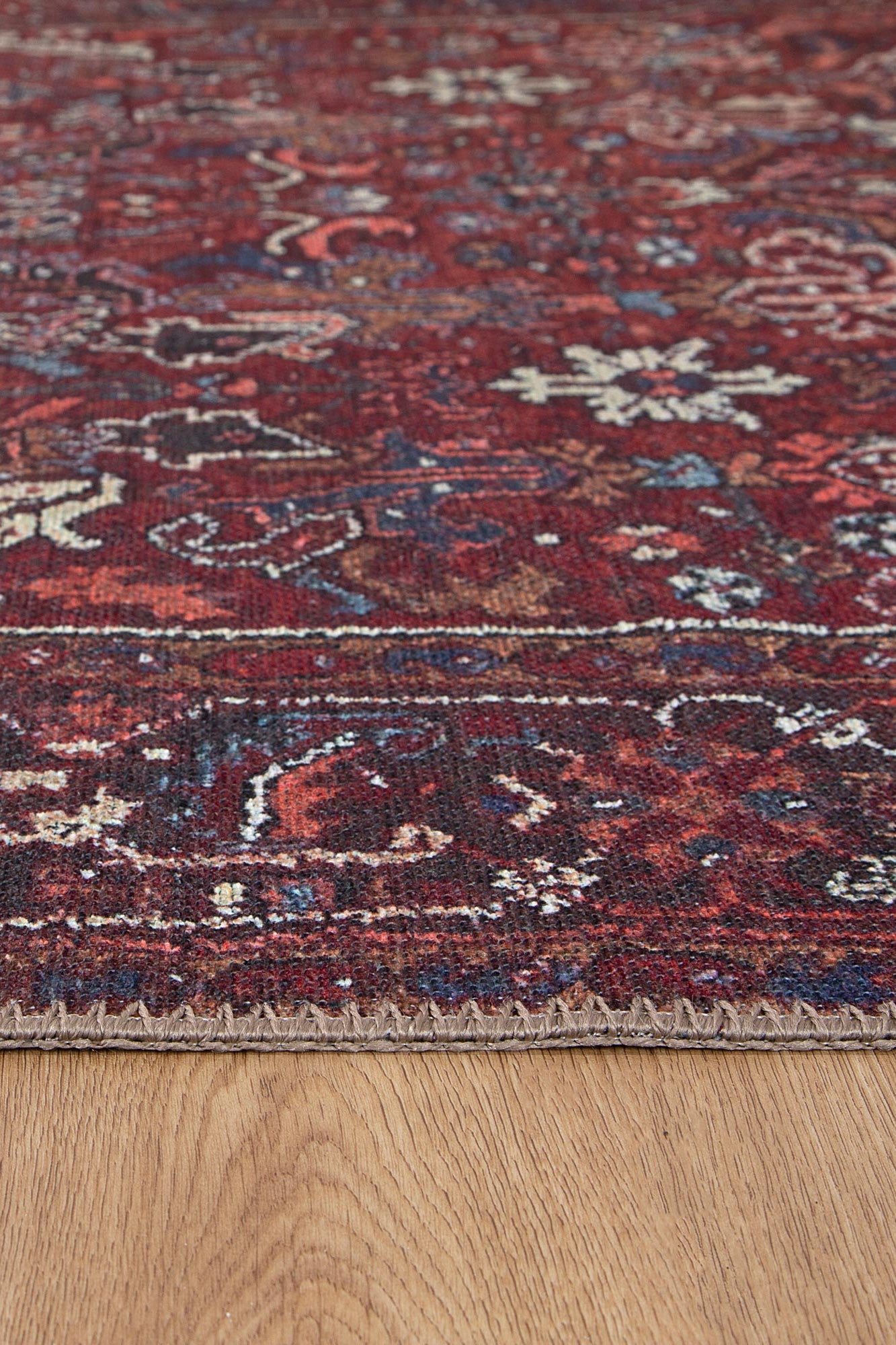 Parisa Red Persian Area Rug on floor facing