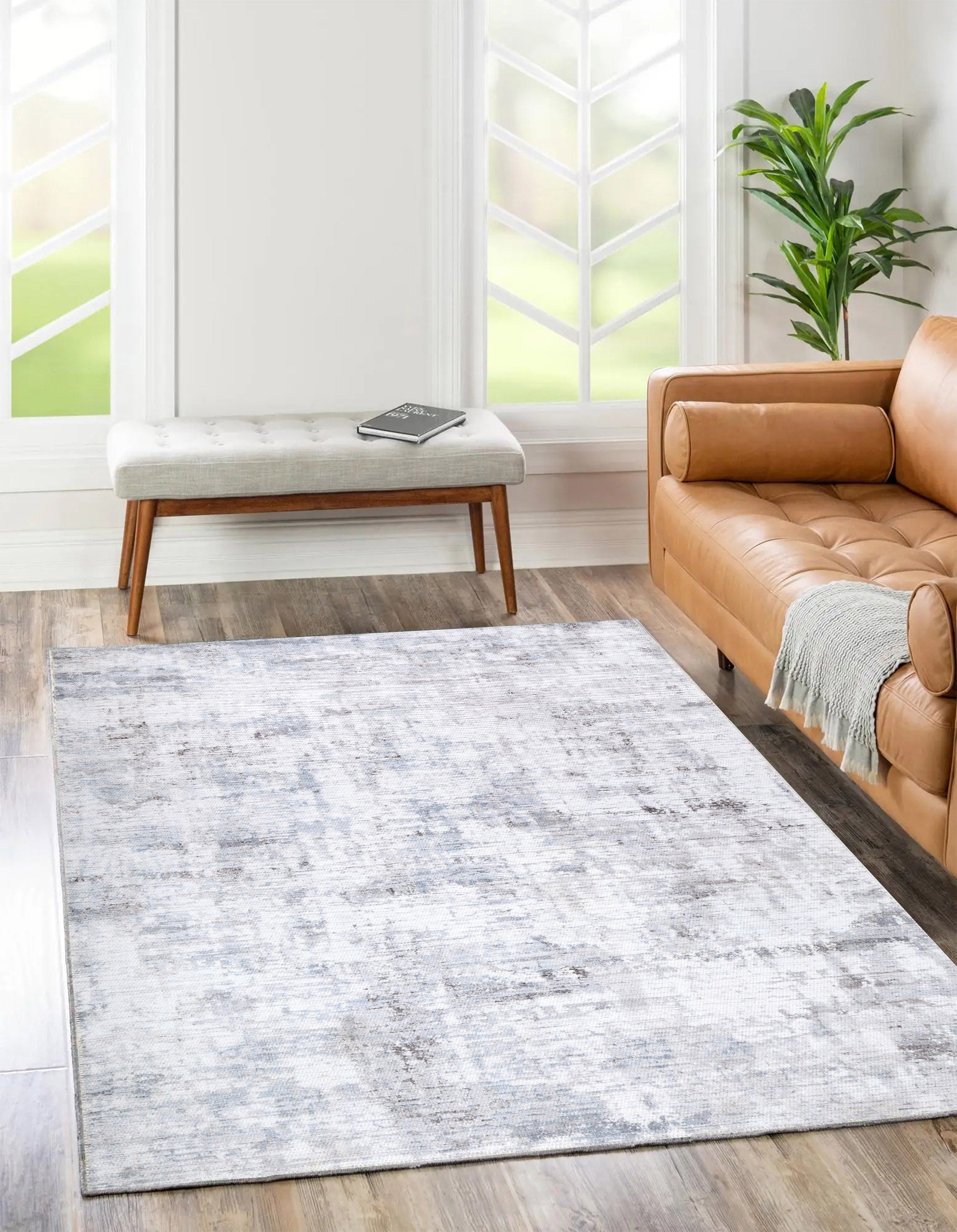 vAbstract Evalina Grey Rug on floor