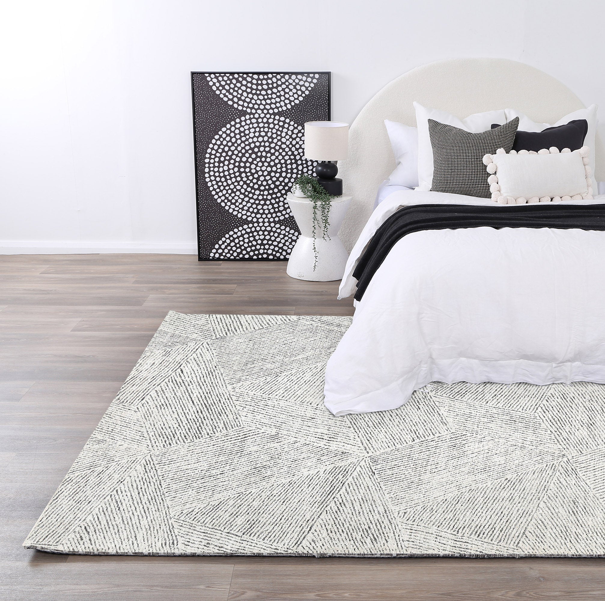 Alpine Neutral Rug in bedroom