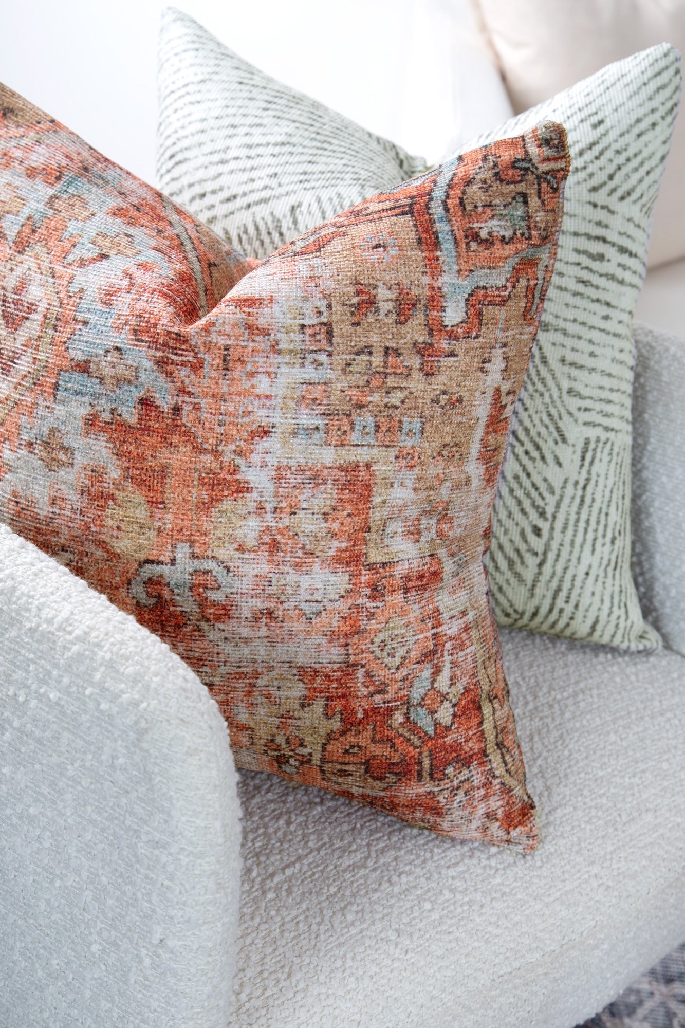 Sophia Heritage Rust Pillow on side