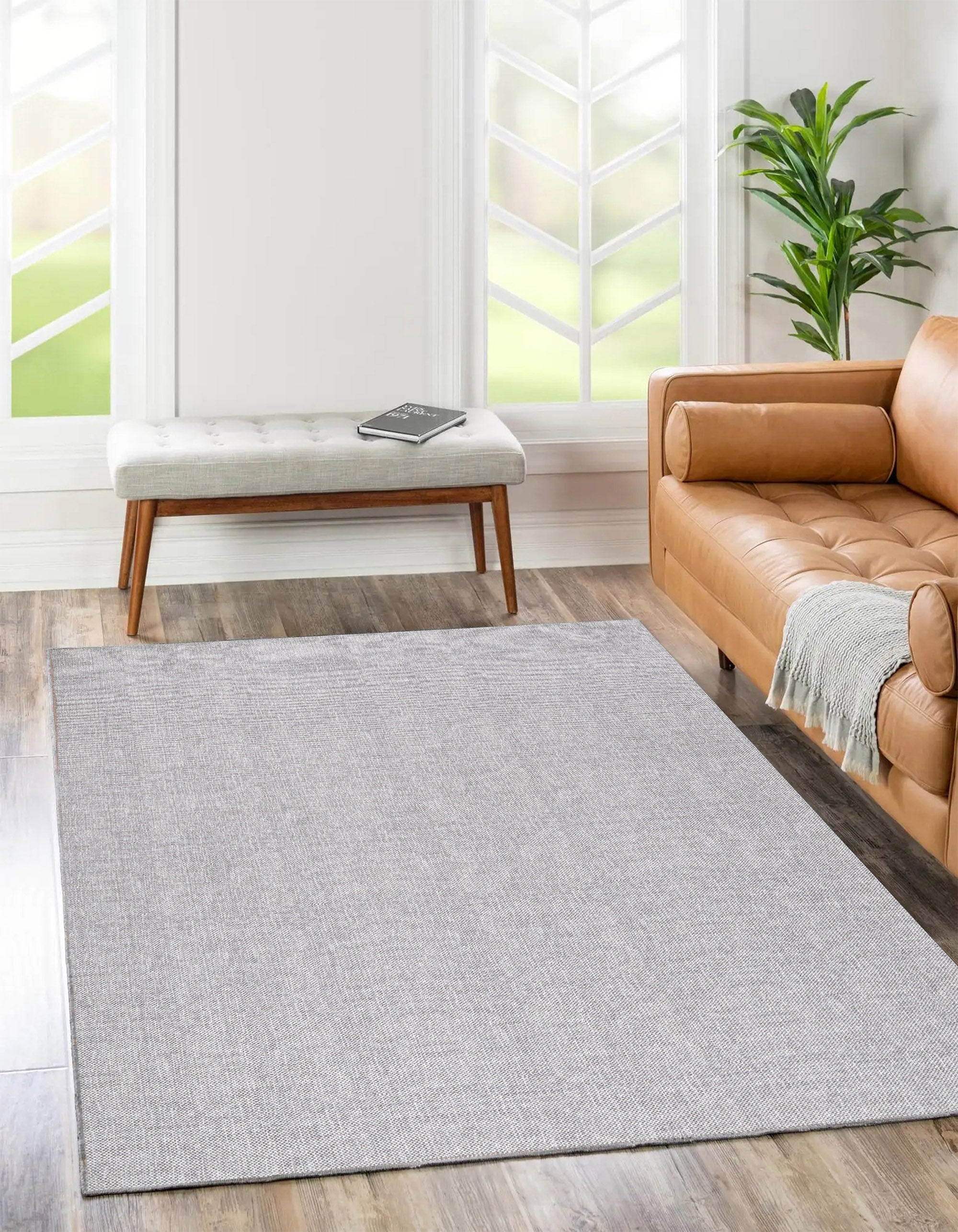 Urban Cobblestone Solid Area Rug in Living Room